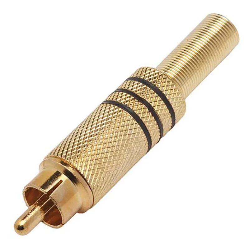 Plug RCA Macho 6/7MM Tarja Preta com Mola FTG Generico