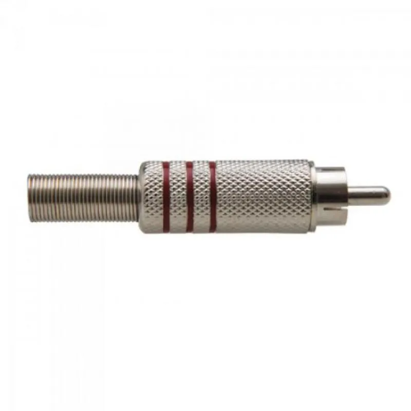Plug RCA Niquelado Com Mola 3FX 5,8mm Vemelho Genérico pacote Com 10