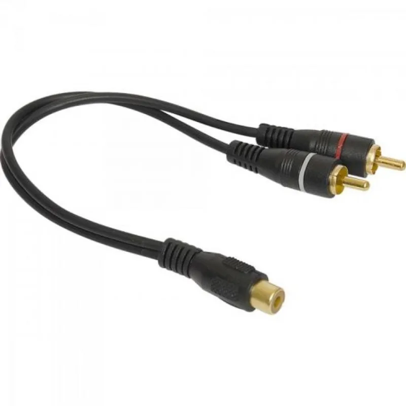 Cabo Y 1 RCA Fêmea x 2 RCA Macho 20cm 4mm CBAY0004 Preto Storm pacote Com 5