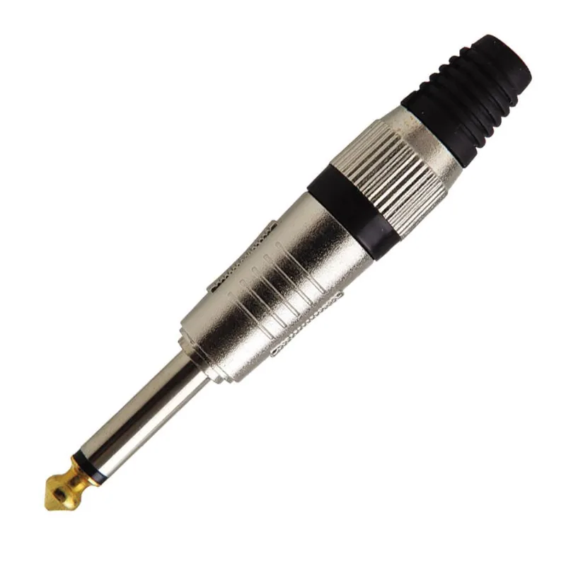 Plug P10 Mono Preto Profissional Niquel Metalico Ponta GOLD