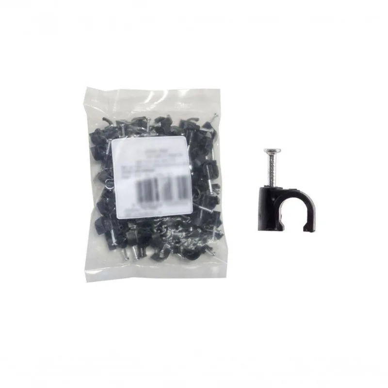 Fixa Fio P/Cabo C/Prego Aco Pr 07Mm 100 Pcs