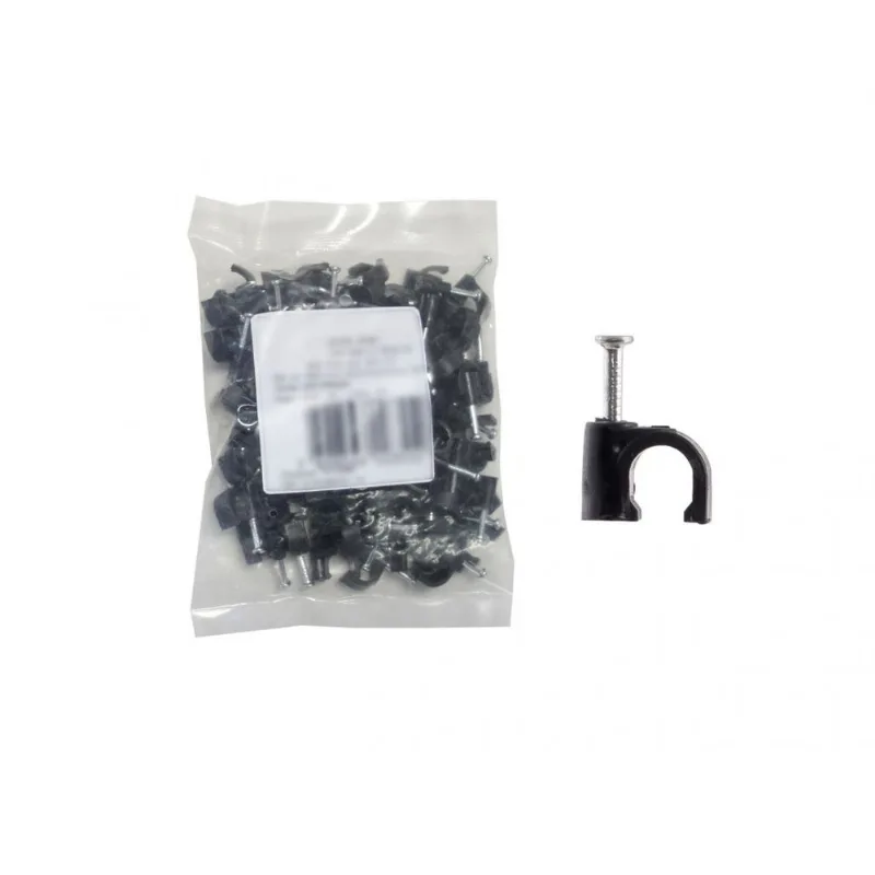 Fixa Fio P/Cabo C/Prego Aco Pr 08Mm 100 Pcs