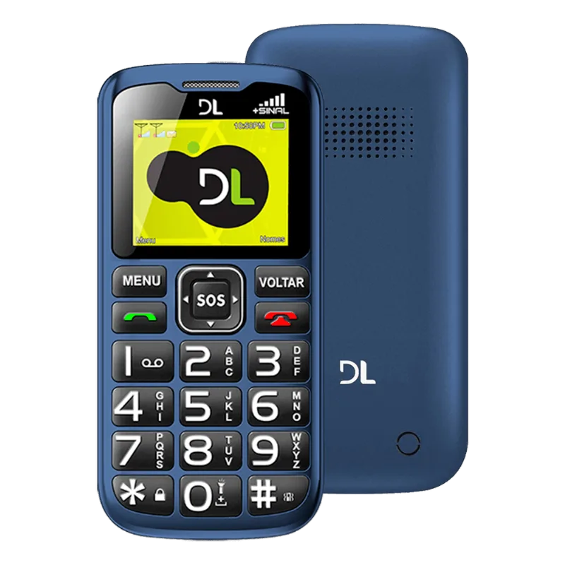Celular DL YC-120 com Dual Chip Botão SOS Lanterna e Rádio FM Azul