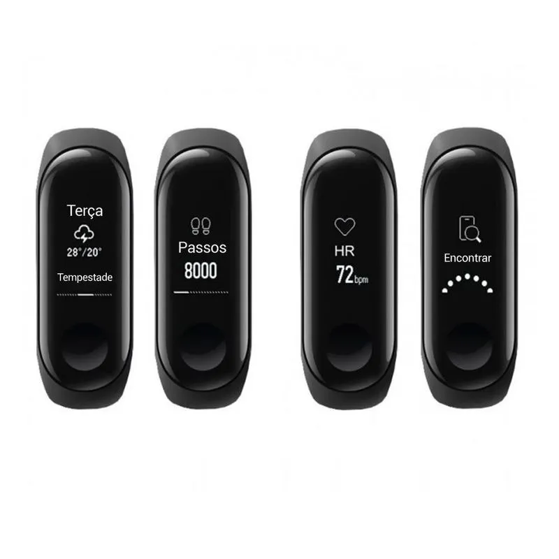 Pulseira Inteligente Mi Band 3 Xiaomi com Batimentos Cardíacos, Controle Atividades e App Preto