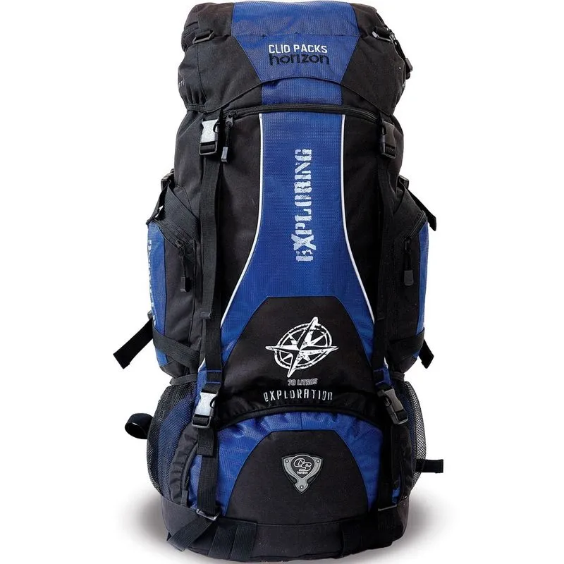 Mochila 70 Litros Para Camping E Trekking -Azul- Clio