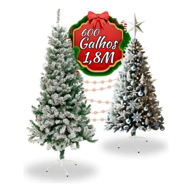 Árvore Natal Alpina Neve Grande Nevada Luxo 1.80 Pinheiro