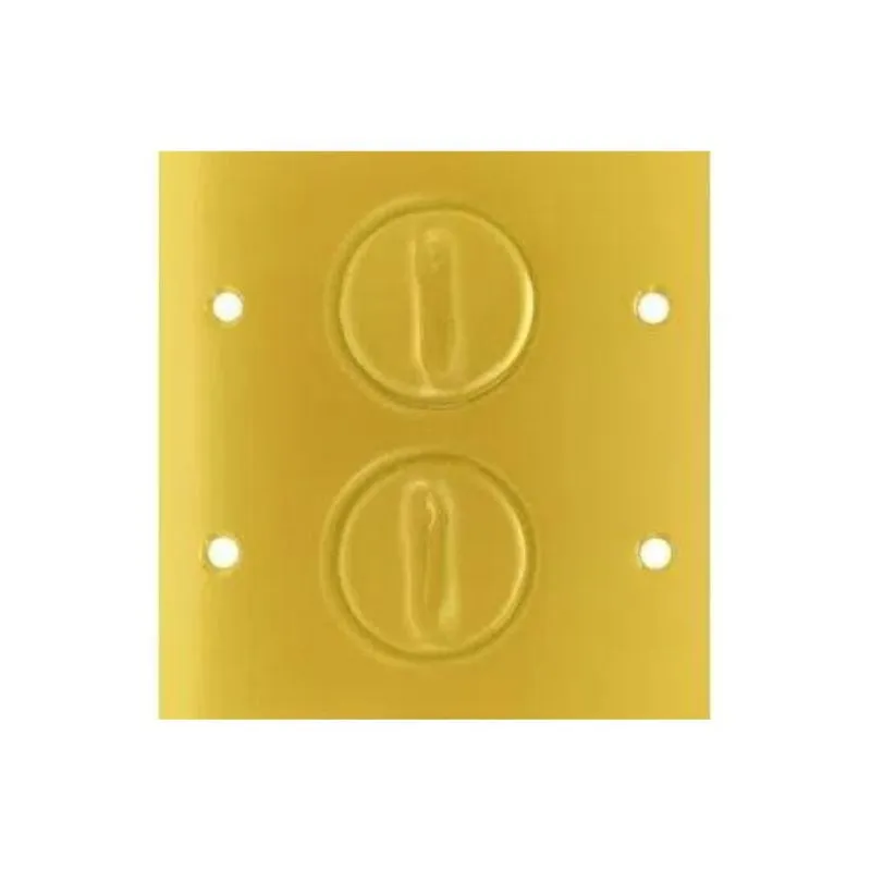Placa Piso Rosca 4X4 Para 2 Tomadas Redondo Latão Policarbonato Stamplac