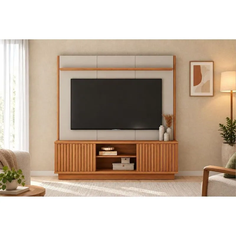 Estante Home Painel P/ TV 75 Pol Ravenna 180cm Canela/White Linea