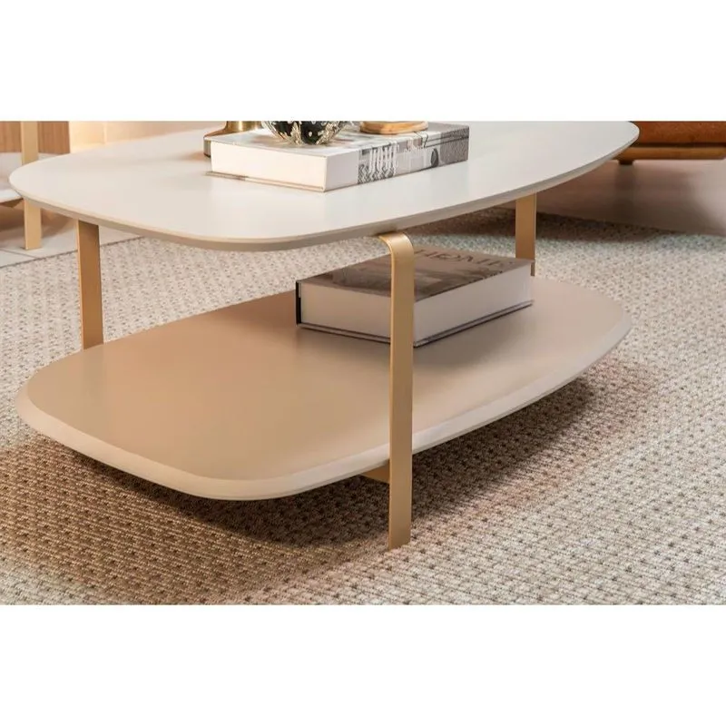 Mesa Lateral Sala Olimpo Organico C/pés Metalicos White Linea