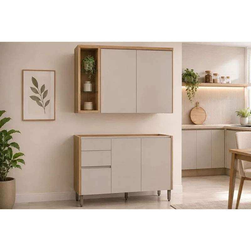 Kit Modulado 2 Peças 4 Portas Allure CZ682 Gris Linea