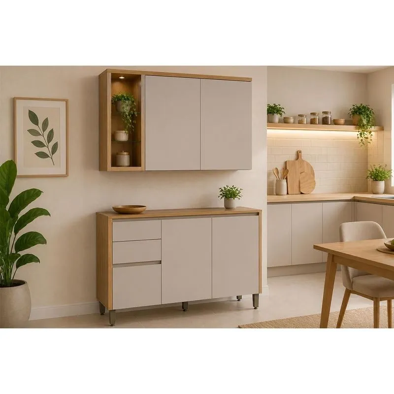 Kit Modulado 2 Peças 4 Portas Allure CZ684 Gris Linea