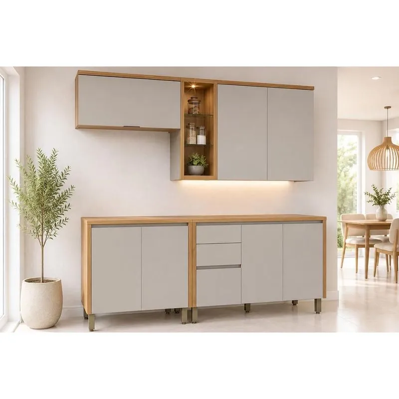Kit Cozinha 4 Peças 7 Portas Allure CZ691 Gris Linea