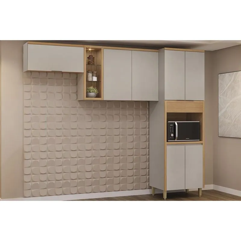Kit Cozinha 3 Peças 7 Portas Allure CZ642 Gris Linea