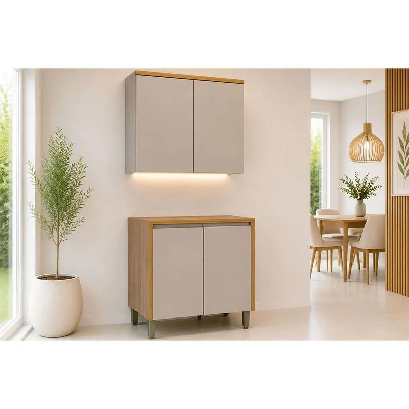 Kit Cozinha 2 Peças 4 Portas Allure CZ700 Gris Linea