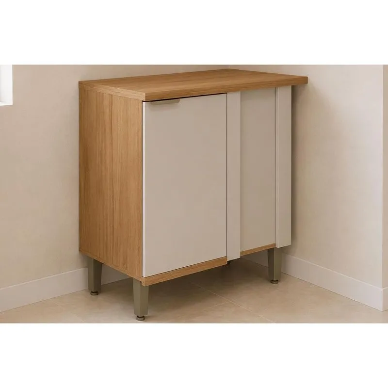 Gabinete Cozinha Modulado Balcão Bless Canto 1 Porta 93cm Jequitiba/Off Linea