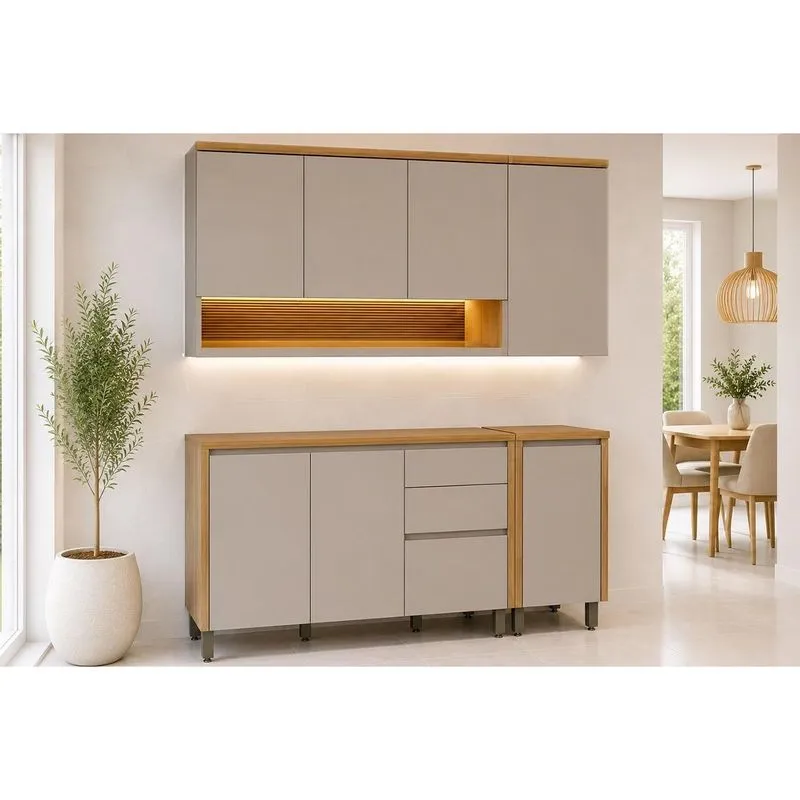 Cozinha Modulada 4 Peças 7 Portas Allure CZ697 Gris Linea