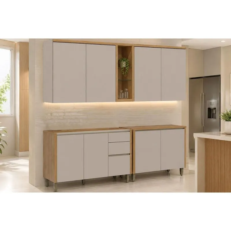 Cozinha Modulada 4 Peças 8 Portas Allure CZ686 Gris Linea