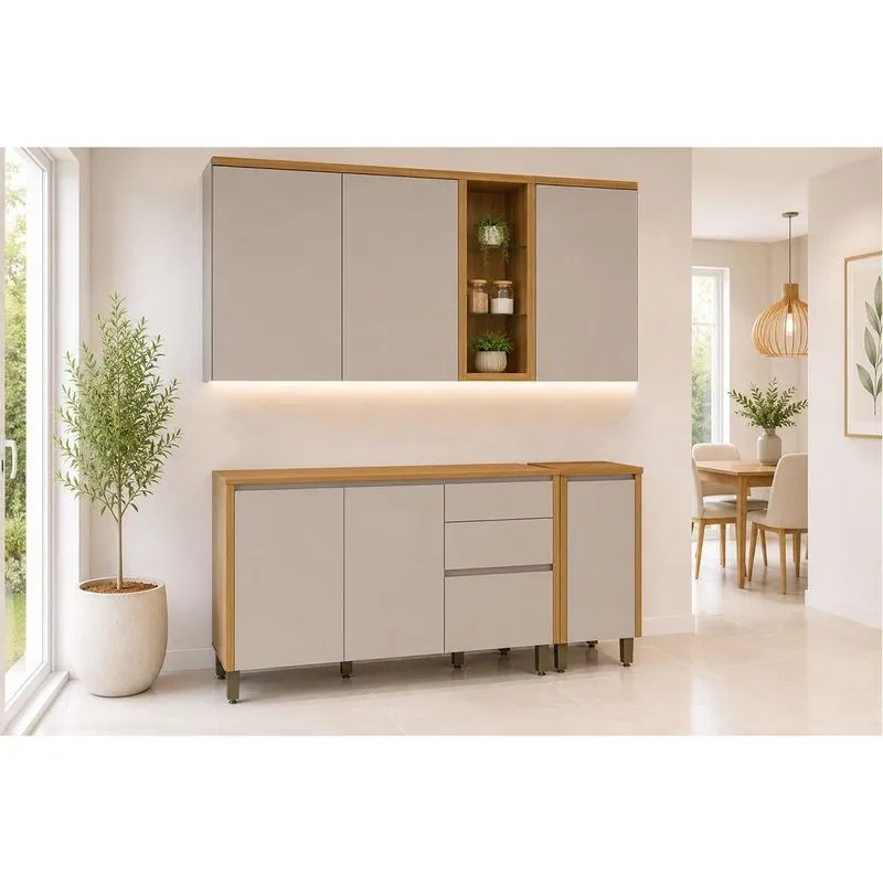 Cozinha Modulada 4 Peças 6 Portas Allure CZ696 Gris Linea