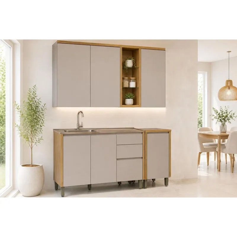 Cozinha Modulada 4 Peças 6 Portas Allure CZ694 Gris Linea