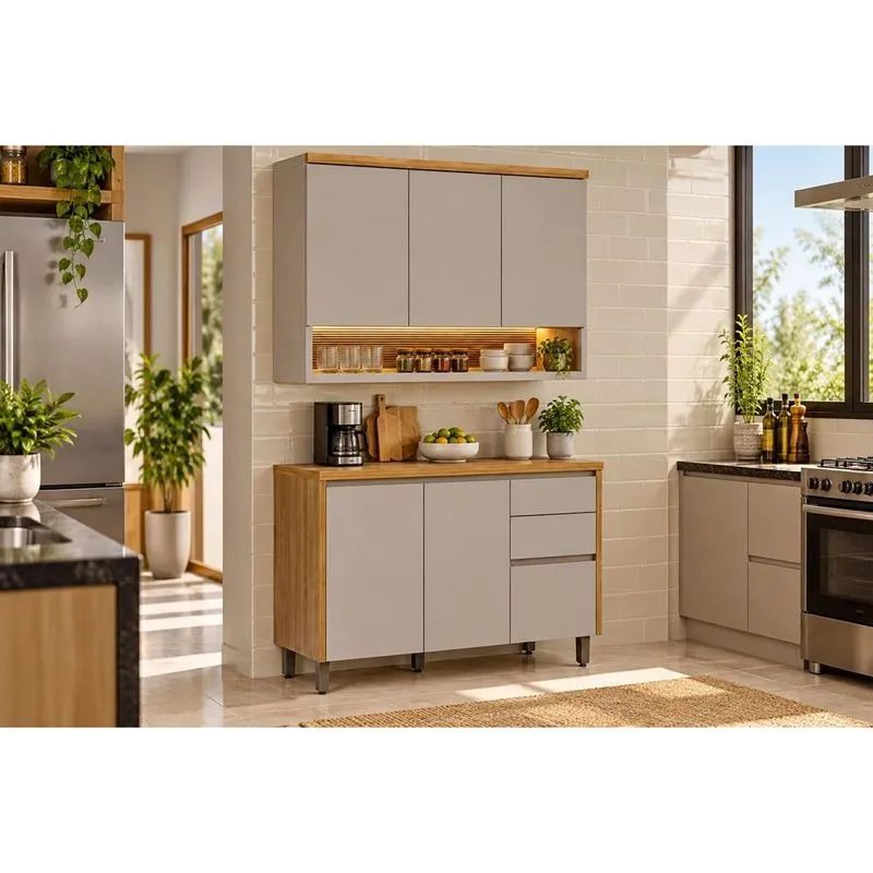 Cozinha Modulada 2 Peças 5 Portas Allure CZ685 Gris Linea