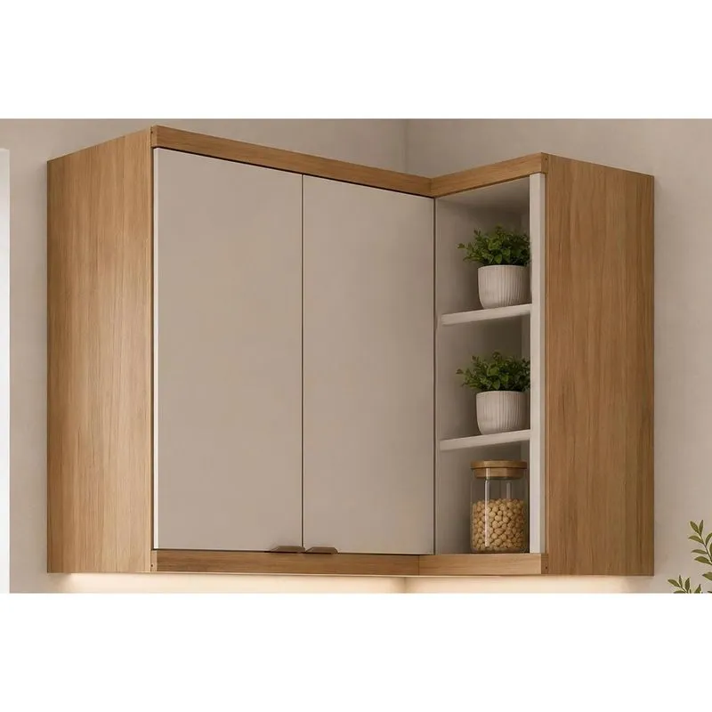 Armário Cozinha Aéreo Canto Bless 2 Ptas Jequitiba/Off Linea