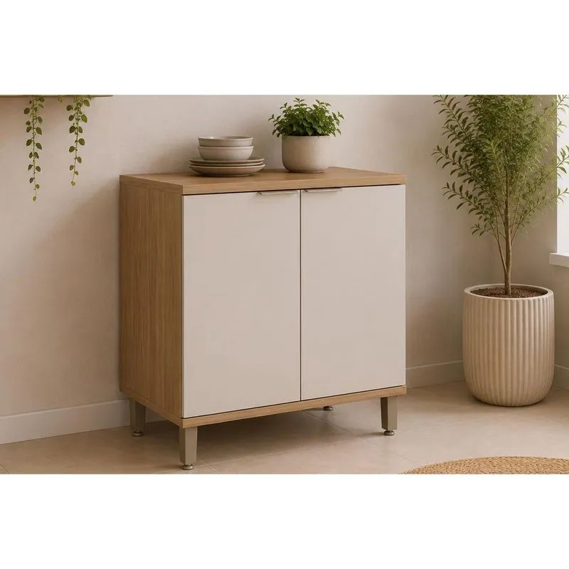 Balcão Cozinha Modulado Bless 2 Portas 80cm Jequitiba/Off White Linea