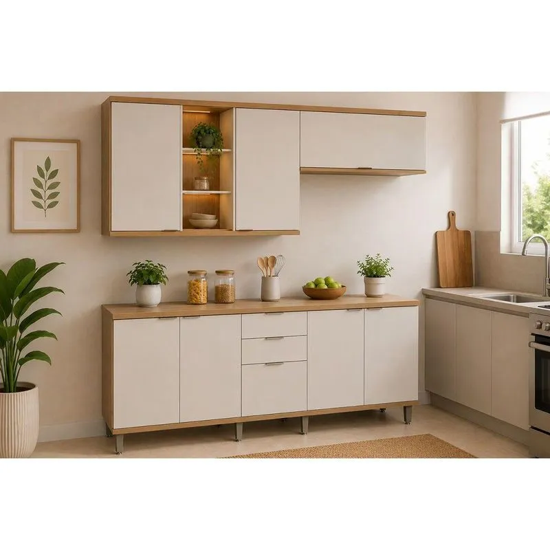 Cozinha Completa 4 Peças Bless Cz708 Jatoba/off Linea