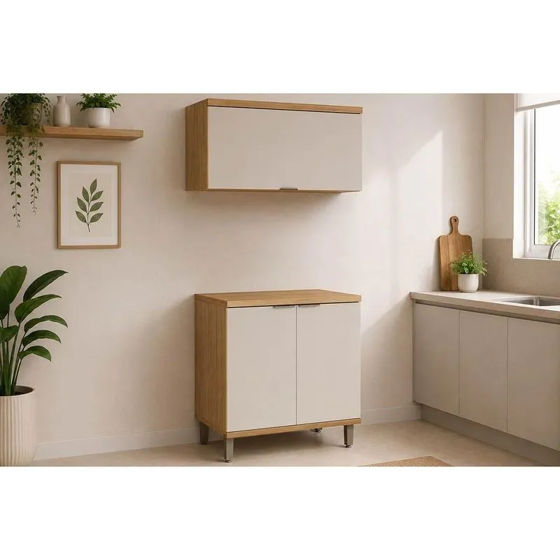 Cozinha Completa 2 Peças Bless Cz704 Jatobá/Off Linea