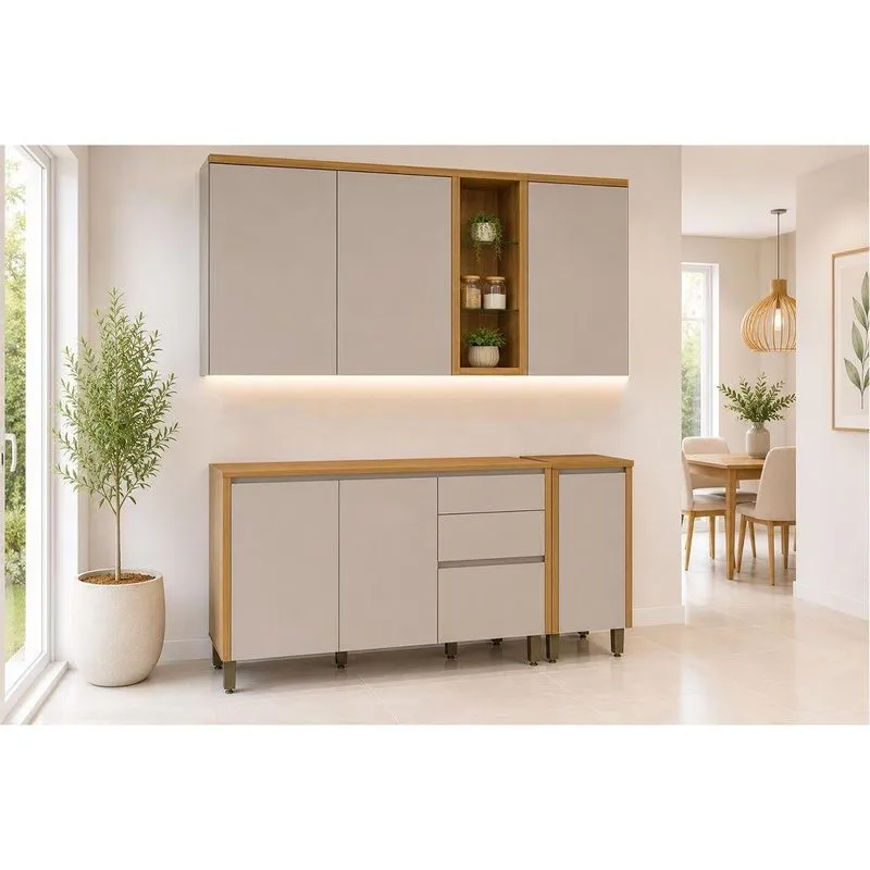 Cozinha Completa 4 Peças 6 Portas Allure Cz696 Gris Linea