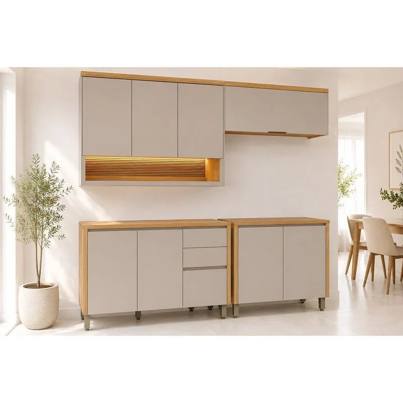 Cozinha Completa 4 Peças 8 Portas Allure Cz693 Gris Linea