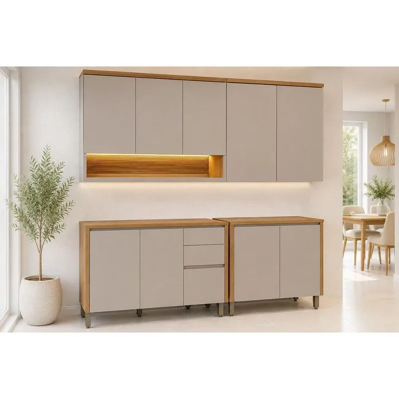 Cozinha Completa 4 Peças 9 Portas Allure Cz692 Gris Linea