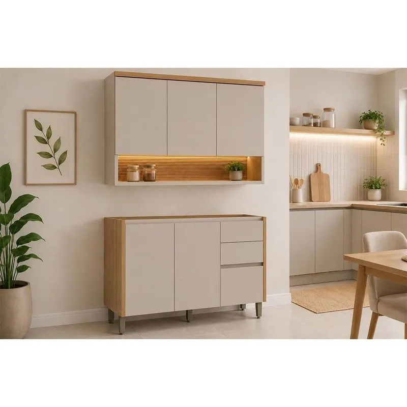 Cozinha Completa 2 Peças 5 Portas Allure Cz683 Gris Linea