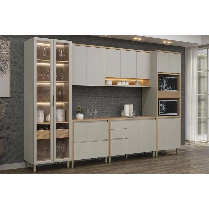 Cozinha Completa 6 Peças 14 Portas Allure Cz655 Gris Linea