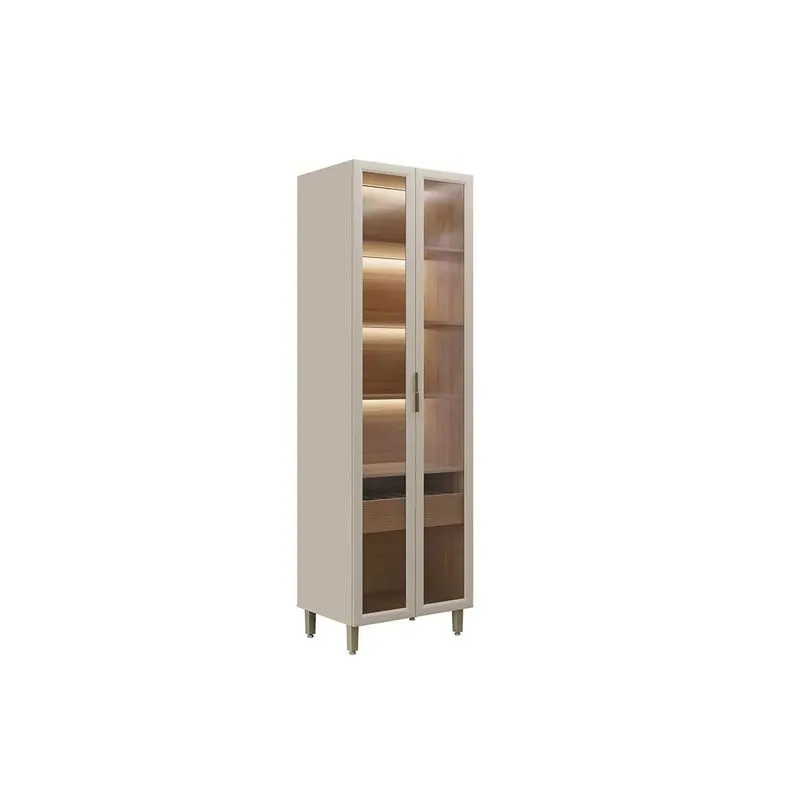 Módulo Cozinha Linea Allure Allure Adega Vinhos c/2Ptas Vidro 4 Prat e Leads 70cm Jequitiba/Gris Linea Brasil