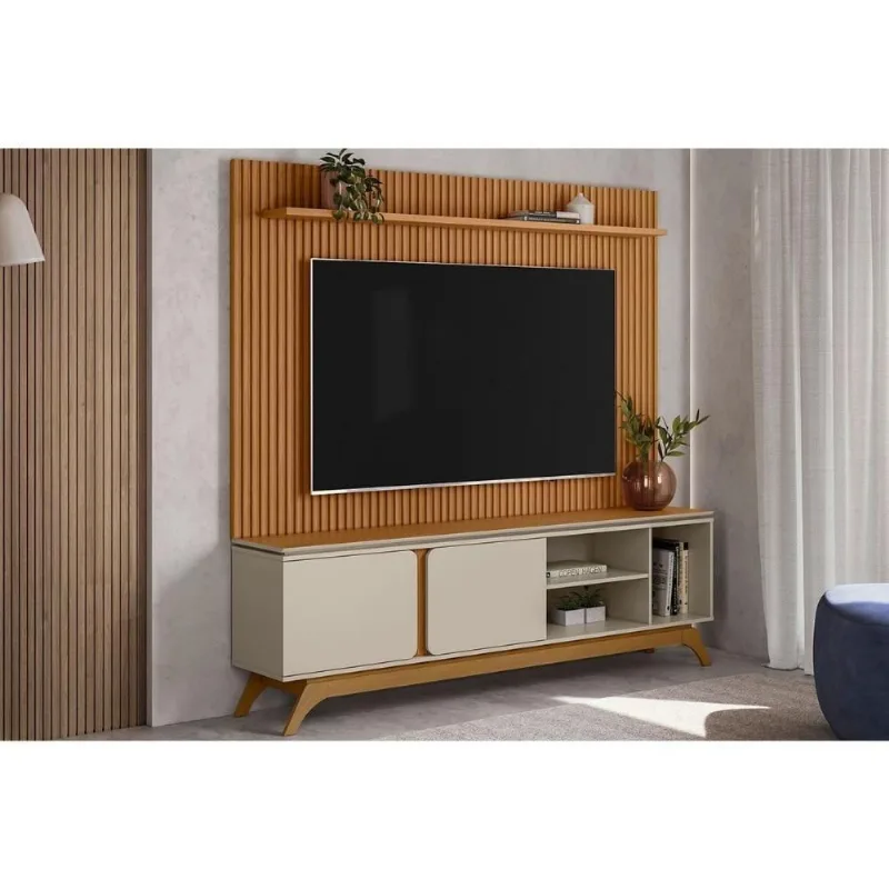 Estante P- Sala Até 75 Pol Istambul-genova 2 Pta 1 Prat C- Pés 200x194cm Nature-off White - Linea