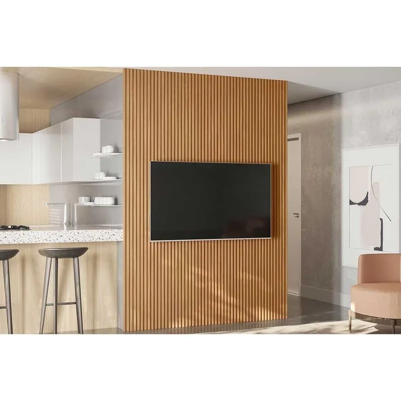 Painel p/ Quarto até 75 Pol Modular 1.8 Ripado 180x250cm Nature Fosco - Linea Brasil