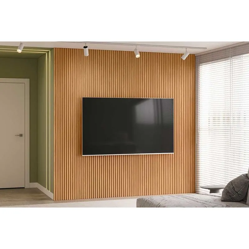 Painel p/ Quarto até 90 Pol Modular 2.6 Ripado 258x250cm Nature Fosco - Linea Brasil