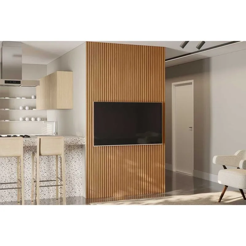 Painel p/ Quarto até 60 Pol Modular 1.4 Ripado 141x250cm Nature Fosco - Linea Brasil