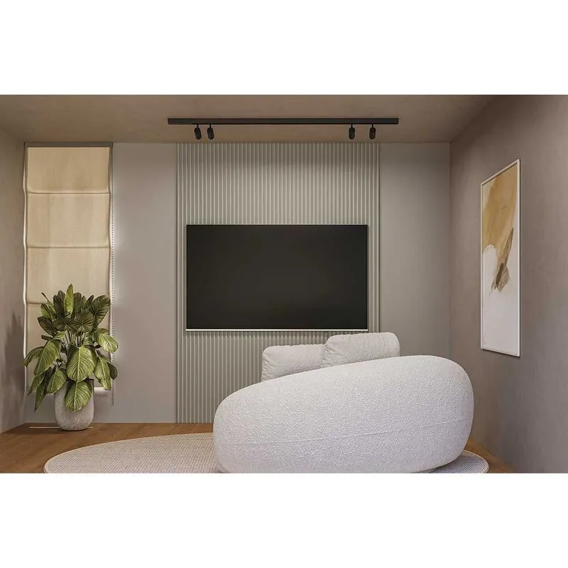Painel Home p/ TV até 75 Pol Modular 1.8 Ripado 180x250cm Gris Fosco - Linea Brasil