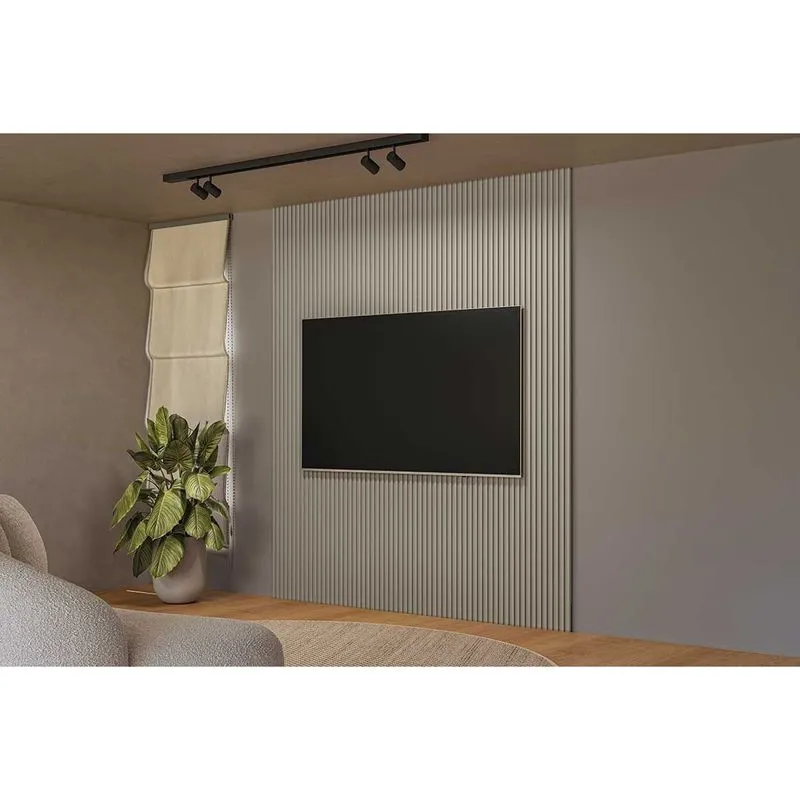 Painel Home p/ TV até 100 Pol Modular 3.0 Ripado 297x250cm Gris Fosco - Linea Brasil