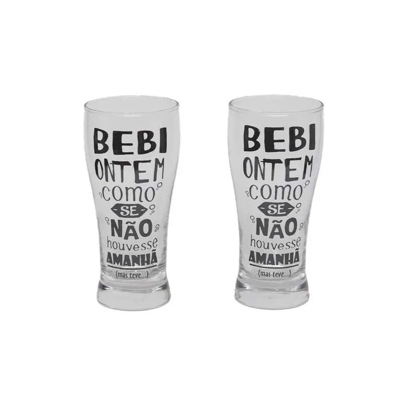 Jogo 2 Copos 200Ml Decorados + Abridor Betelud