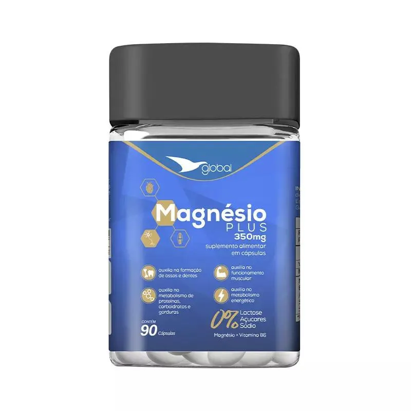 Magnésio Plus + Vitamina B6 90 caps. Suplemento Global