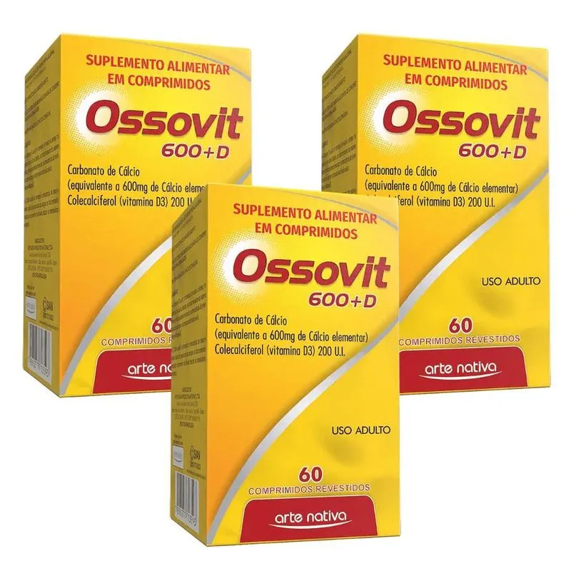 Ossovit 600 + D 200ui 60 Comprimidos Kit 03 Unidades