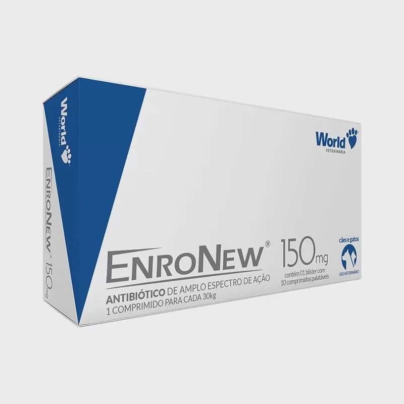 Enronew 150mg Antibiótico Para Cães e Gatos Com 10 Comprimidos