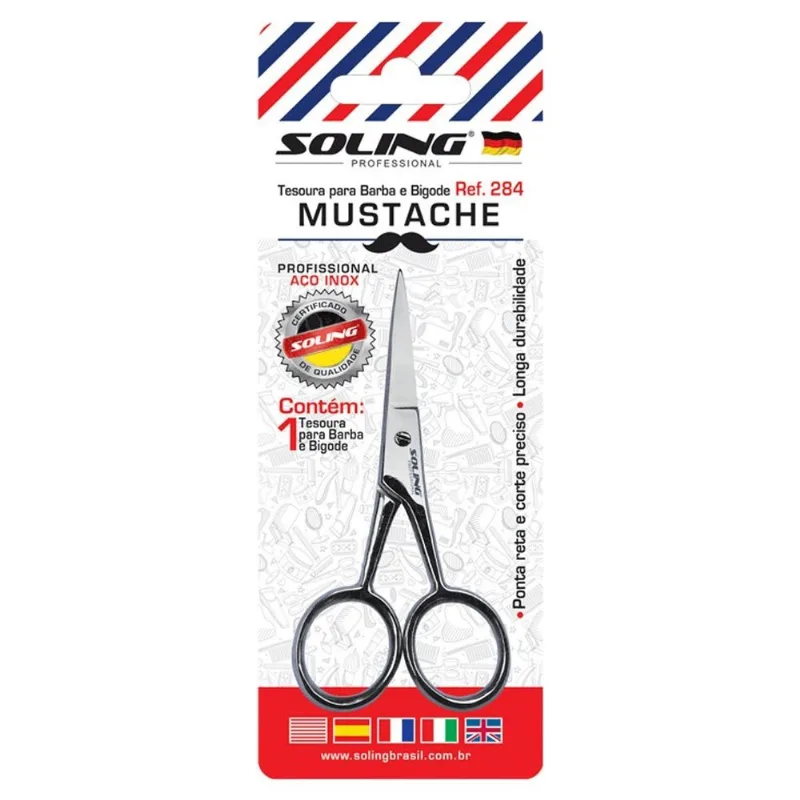 Tesoura Tesourinha Para Barba e Bigode Soling Mustache 4.5 Polegadas