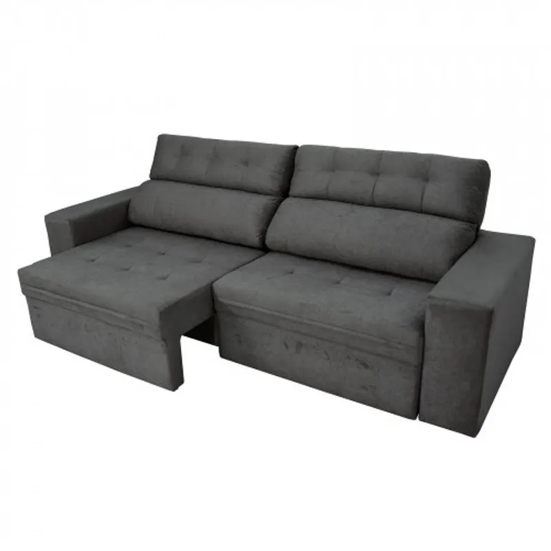 Sofá 4 Lugares Elegance Retrátil e Reclinável Suede Amassado Cinza - Rifletti