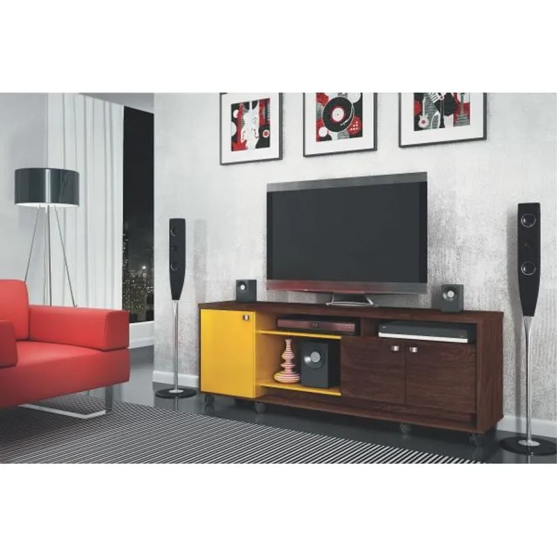Rack Bancada Dallas Noce e Amarelo