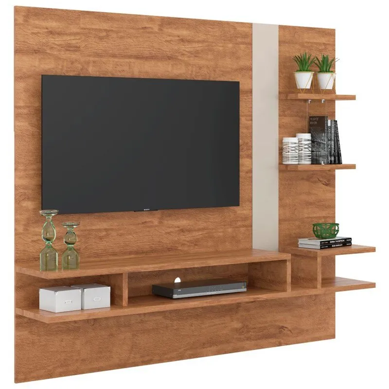 Painel Bancada Suspensa Para TV até 50 Pol. Cross Amêndoa/Off White - Lukaliam Móveis