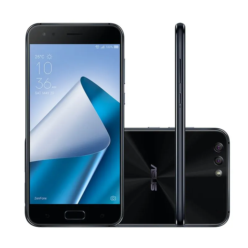 Smartphone Asus Zenfone 4 64GB 4GB Ram Tela 5.5` Dual Chip 4G Câmera Dual Traseira 12MP + 8MP Câmera Frontal 8MP - Preto
