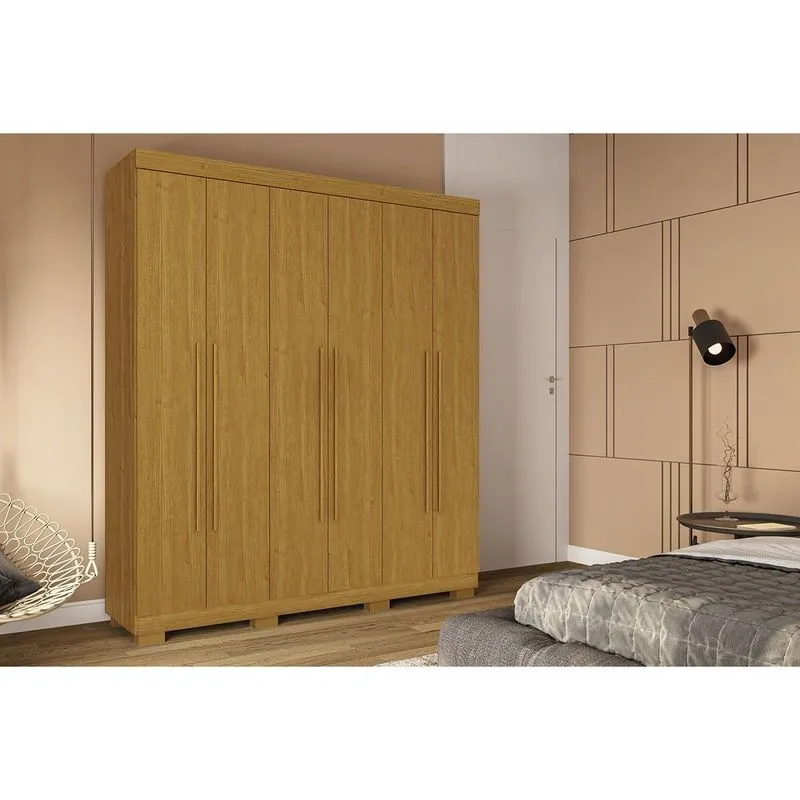 Guarda Roupa Solteiro 6 Portas e 3 Gavetas Paolla Cinamomo - ACP